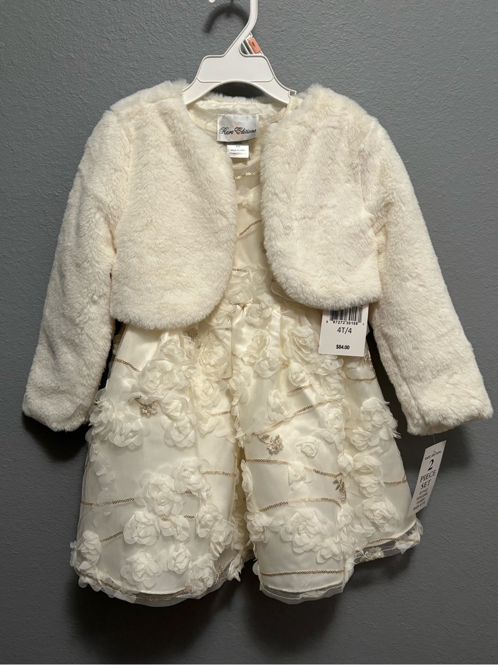 Girls NWT 2 Piece Rare Editions Christmas Dress, Size 4T